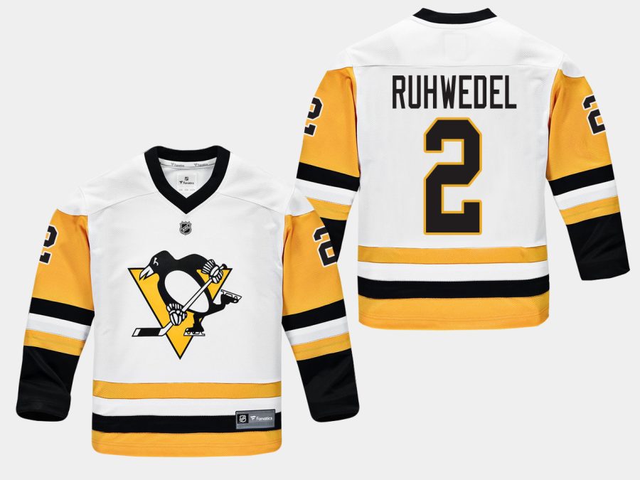 youthpenguins chad ruhwedel white road replica player jersey