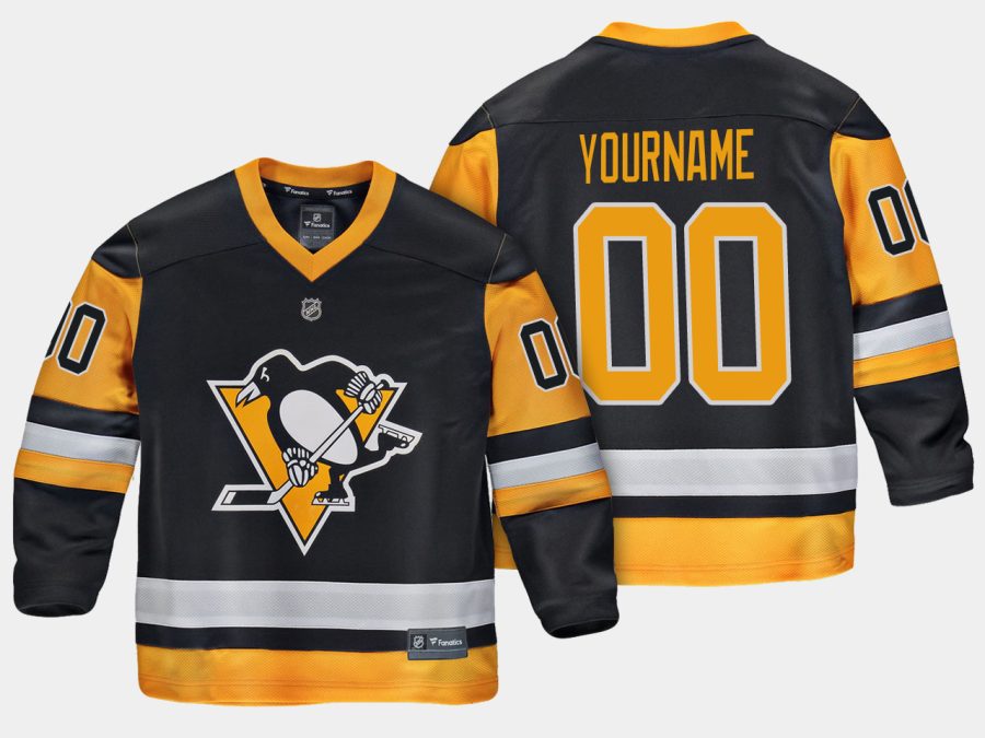 youthpenguins custom black home replica player jersey