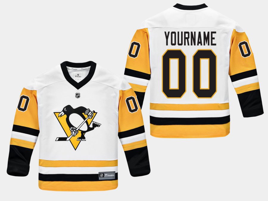 youthpenguins custom white road replica player jersey