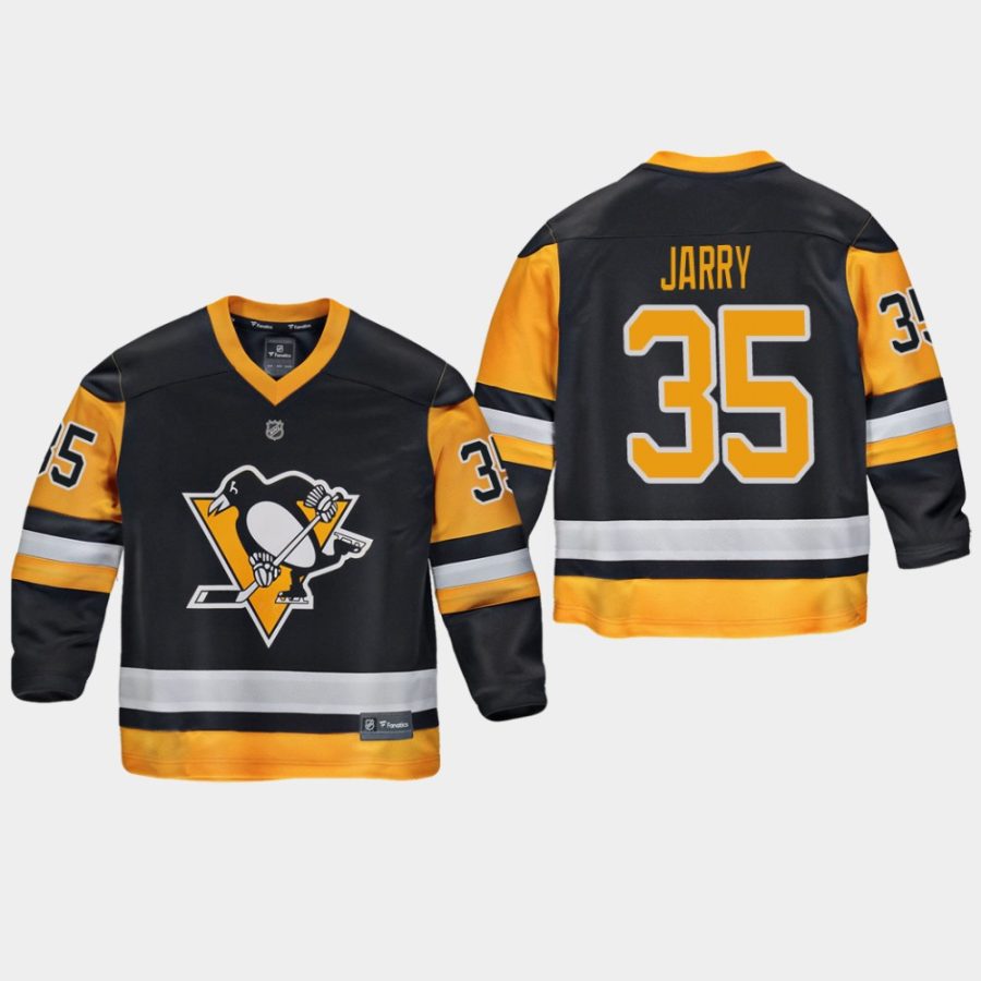 youthpenguins tristan jarry black home replica player jersey