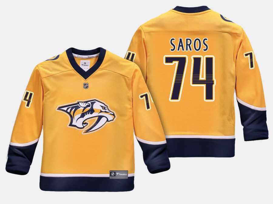 youthpredators juuse saros yellow home replica player jersey