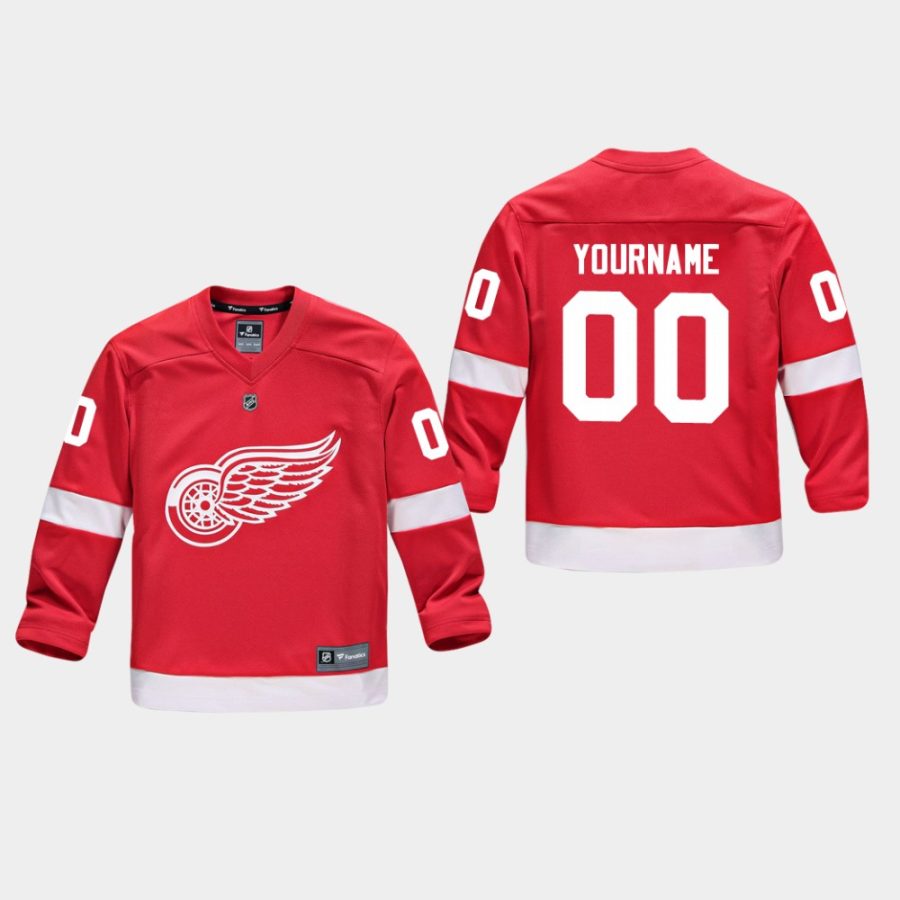 youthred wings custom red home replica player jersey