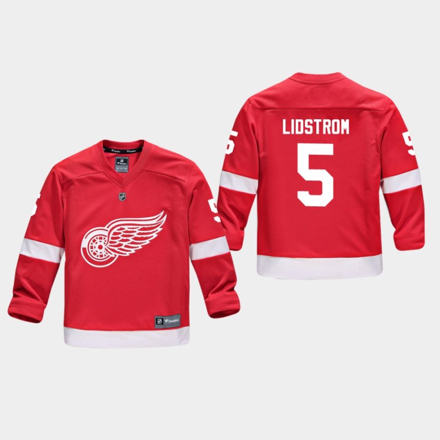 youthred wings nicklas lidstrom red home replica player jersey