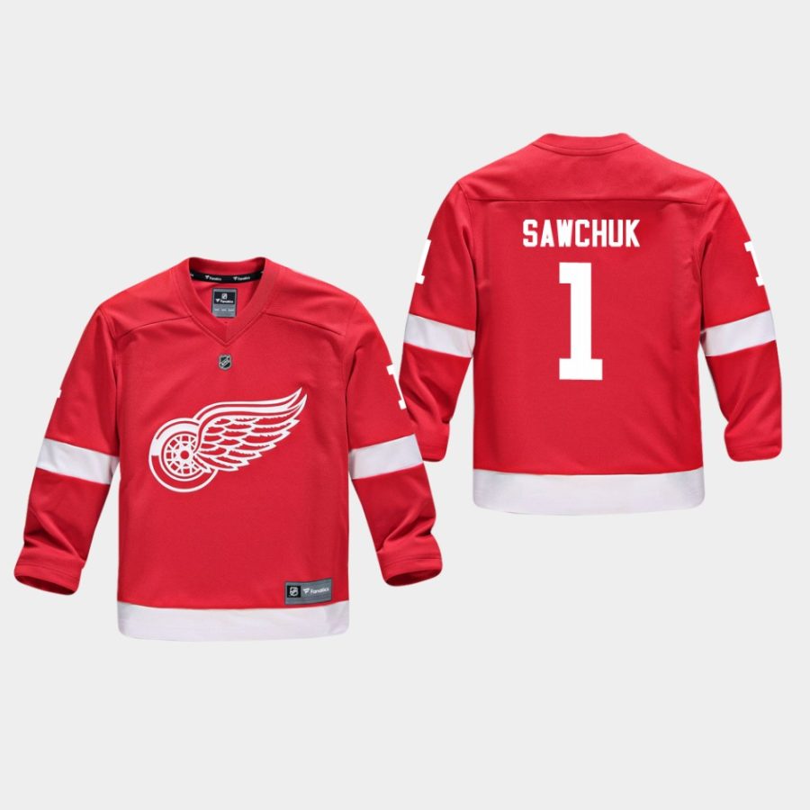 youthred wings terry sawchuk red home replica player jersey