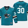 youthsharks aaron dell teal home replica player jersey