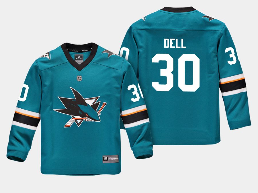 youthsharks aaron dell teal home replica player jersey