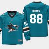 youthsharks brent burns teal home replica player jersey