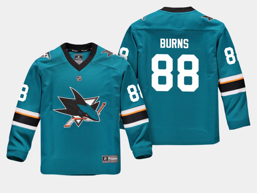 youthsharks brent burns teal home replica player jersey