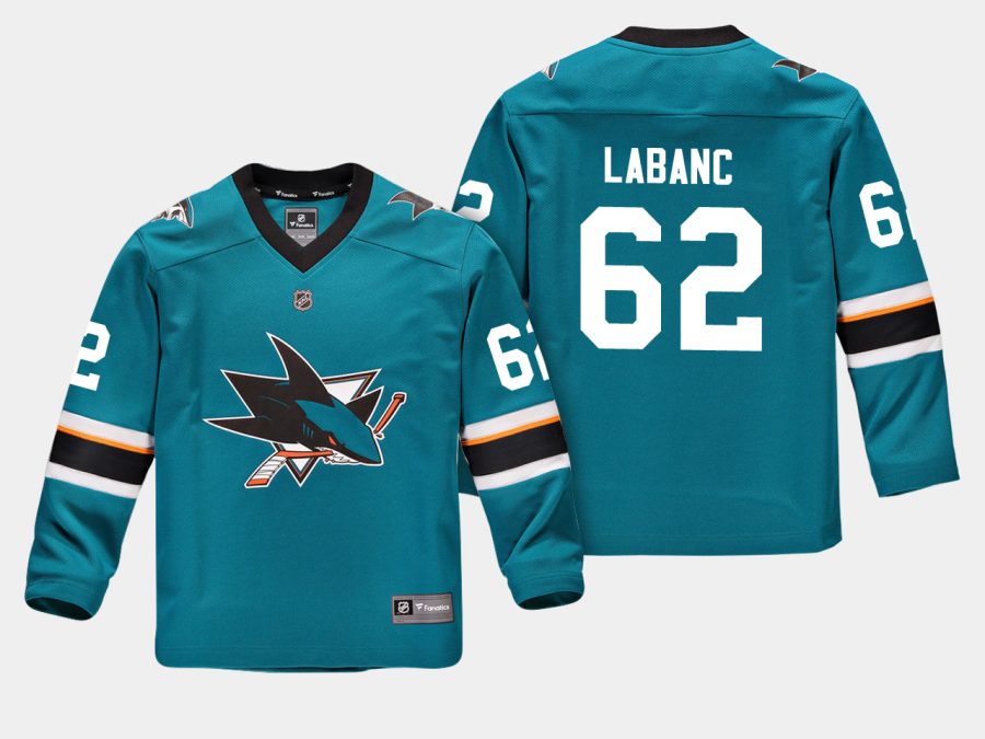 youthsharks kevin labanc teal home replica player jersey