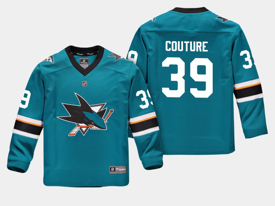 youthsharks logan couture teal home replica player jersey