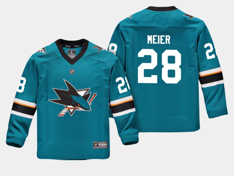 youthsharks timo meier teal home replica player jersey