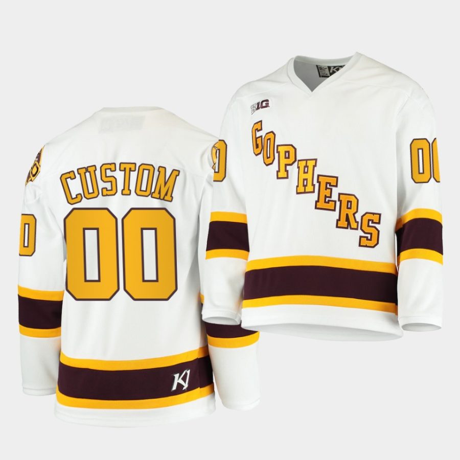 2020 21 minnesota golden gophers custom 100th season white college hockey jersey