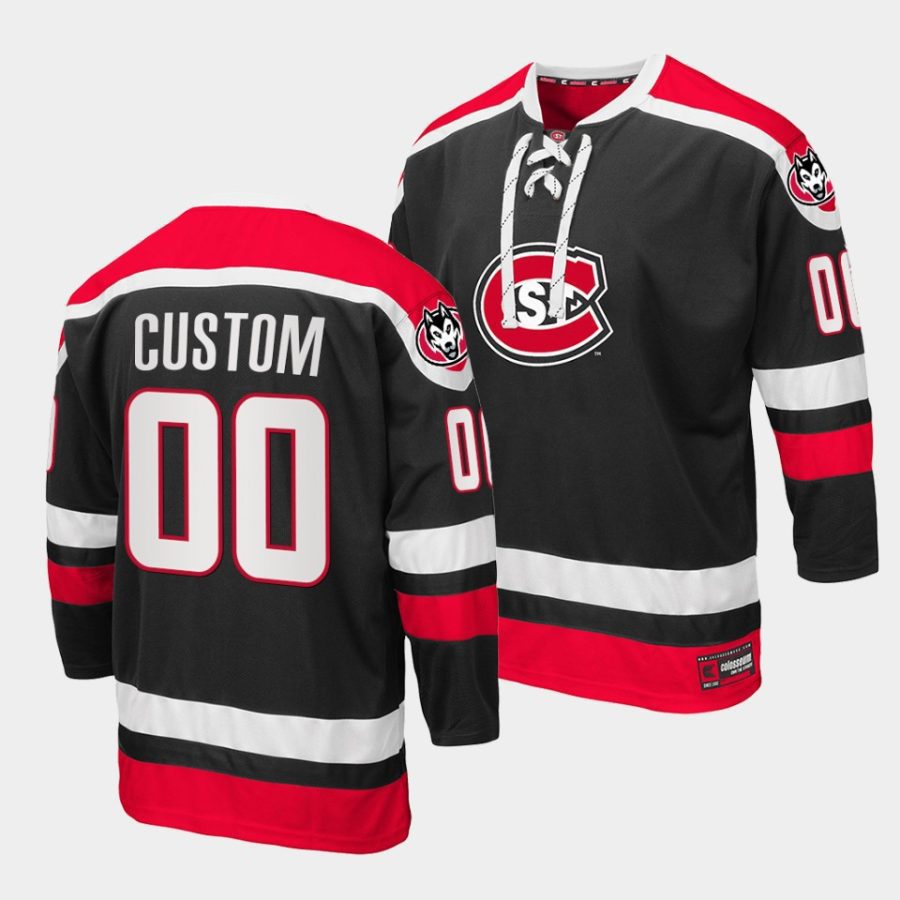 2021 22 st. cloud state huskies custom college hockey black lace up jersey