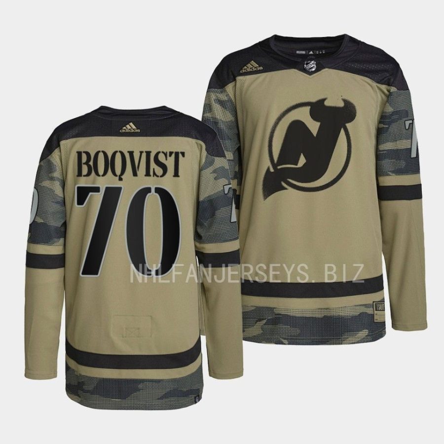 2022devils jesper boqvist camo military appreciation authentic practice jersey