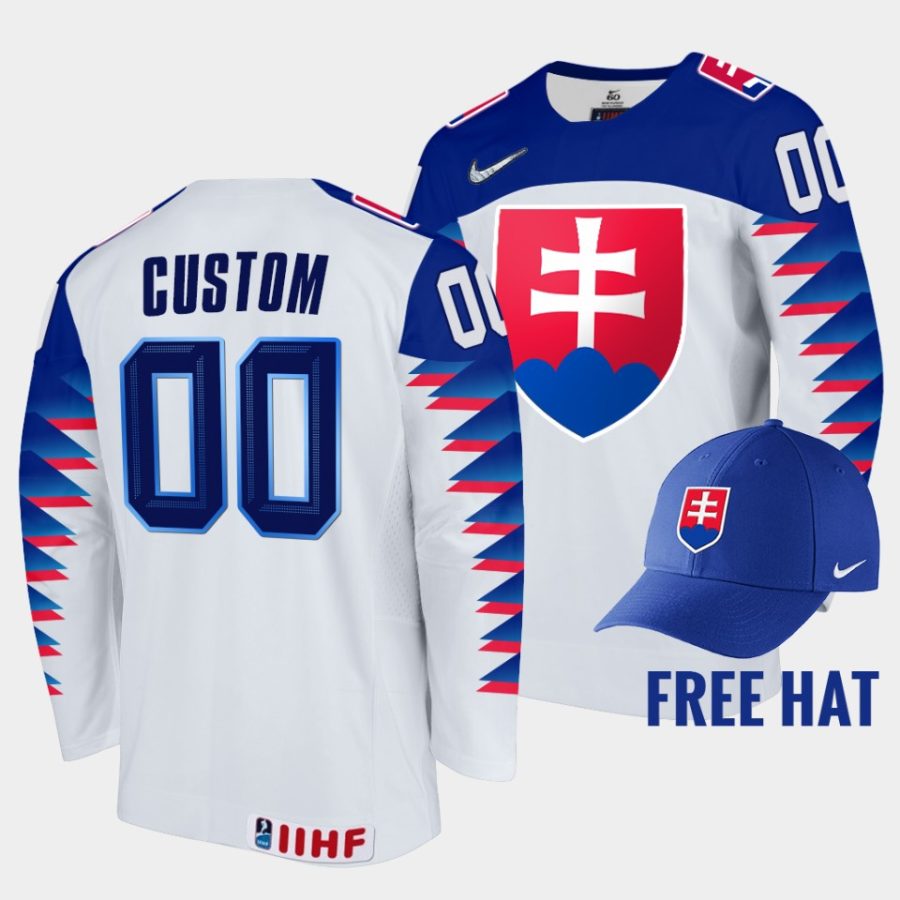 2022slovakia custom 2022 iihf world junior championship white free hat jersey