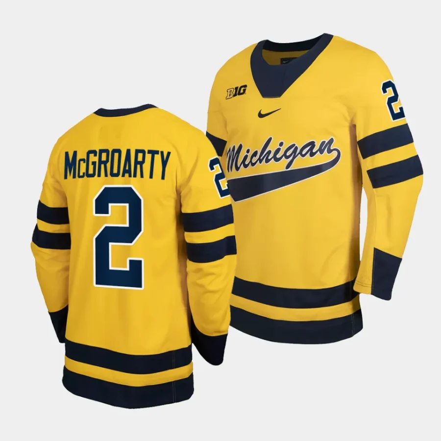 2023 24 michigan wolverines rutger mcgroarty classic hockey maize replica jersey