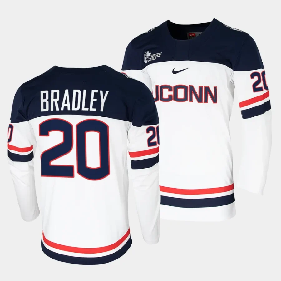 2023 24 uconn huskies chase bradley college hockey white replica jersey