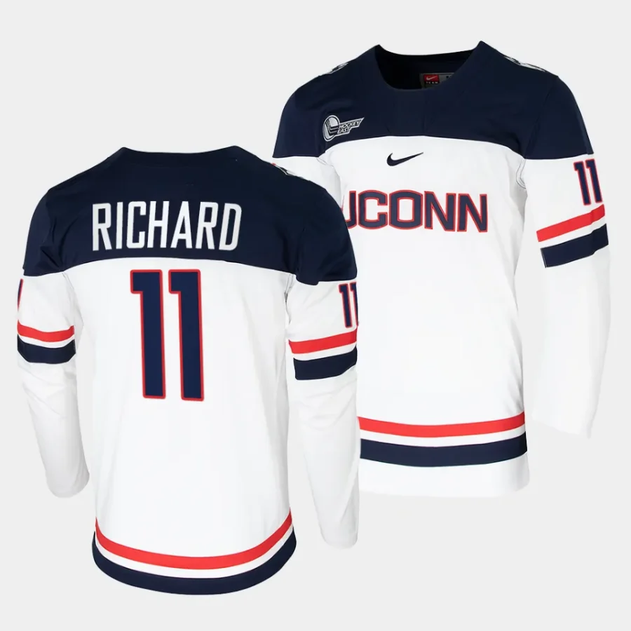 2023 24 uconn huskies jake richard college hockey white replica jersey