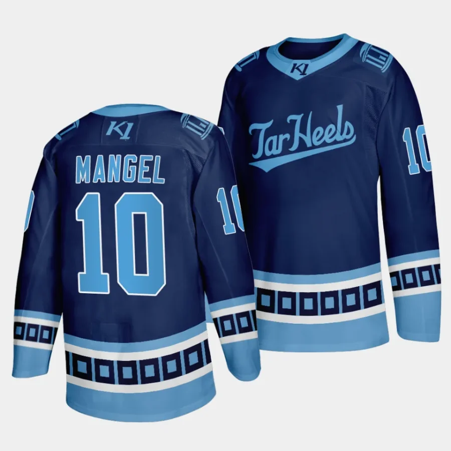 2023 24 unc tar heels zach mangel college hockey navy v neck jersey