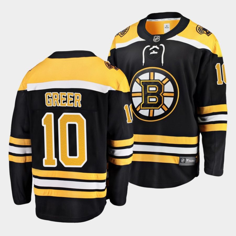 a.j. greer bruins black home breakaway player jersey