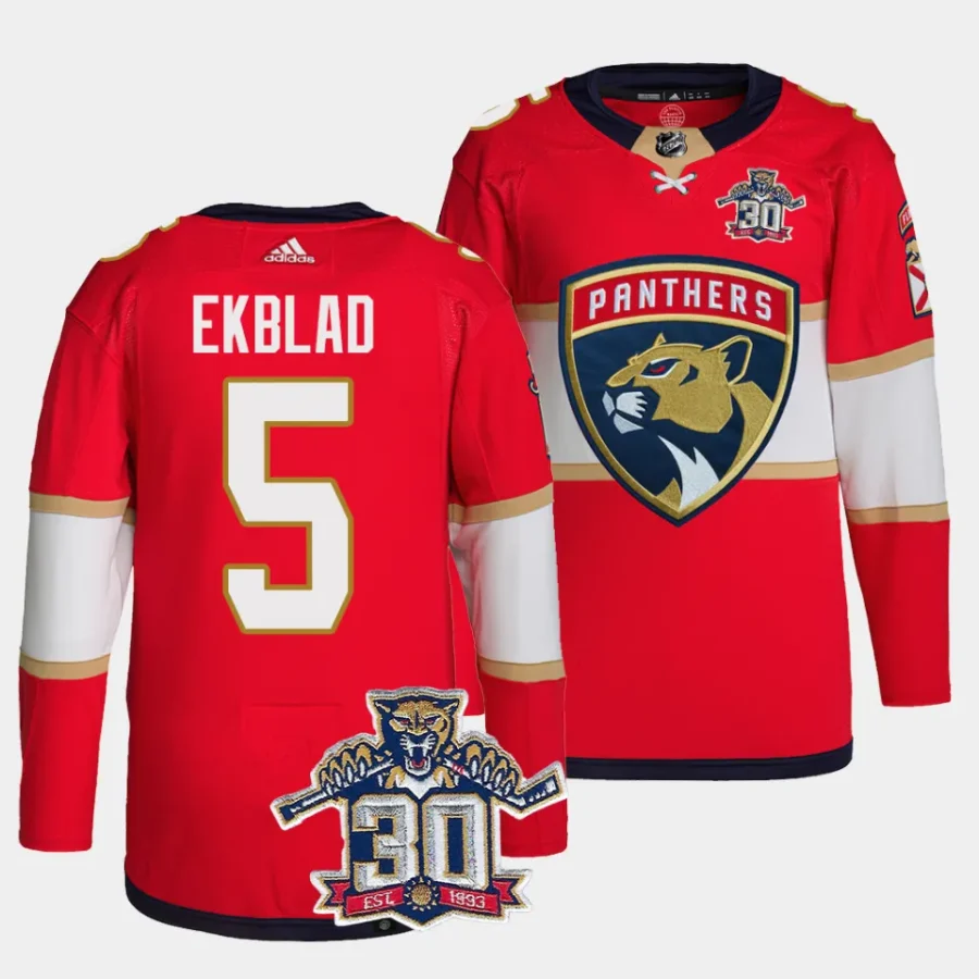 aaron ekblad panthers red 30th anniversary authentic home primegreenjersey