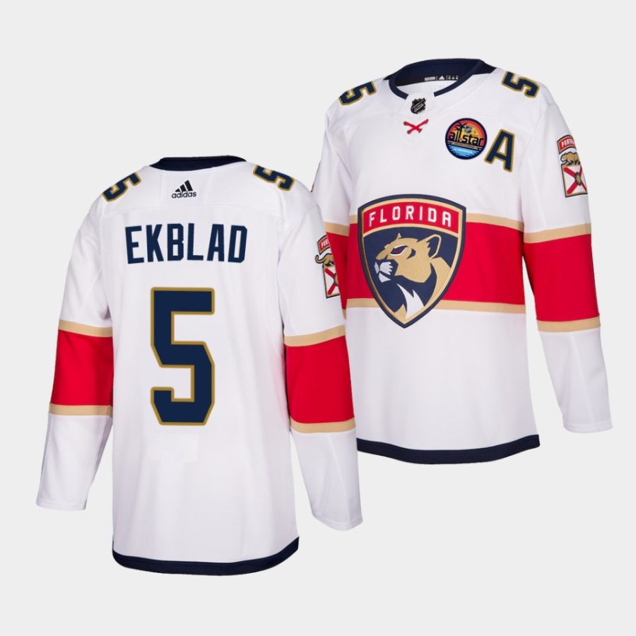 aaron ekblad panthers white 2023 all star patch away authentic jersey