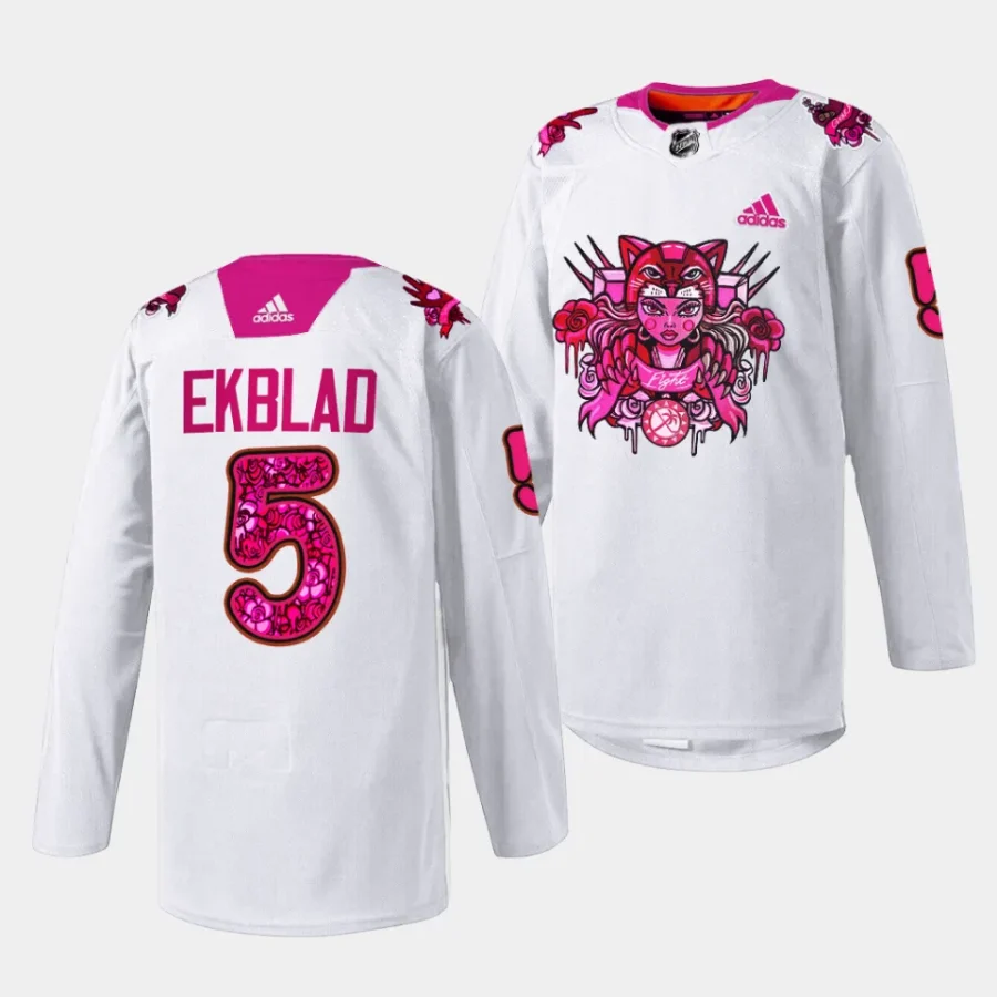 aaron ekblad panthers white 2023pink in the rink limited jersey