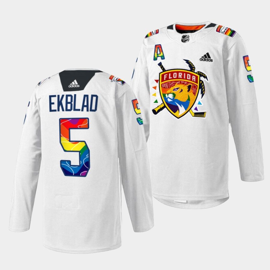 aaron ekblad panthers white pride night 2023 warmup jersey