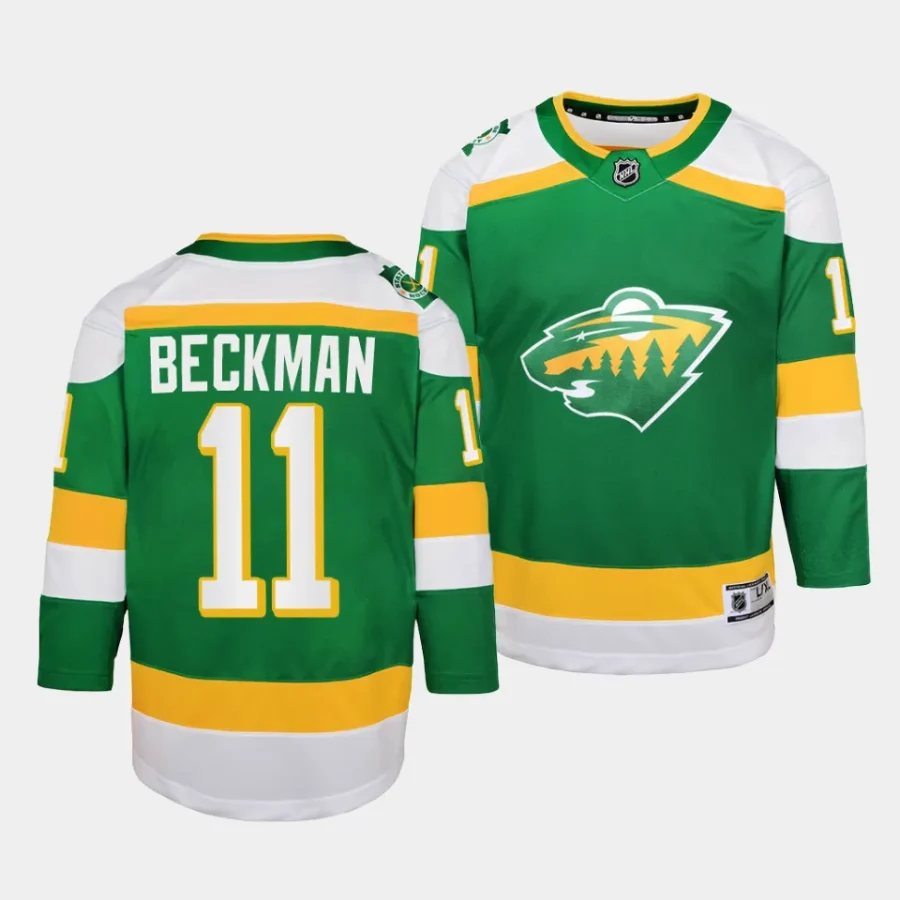 adam beckman wild 2023 24alternate youth greenreplica player jersey