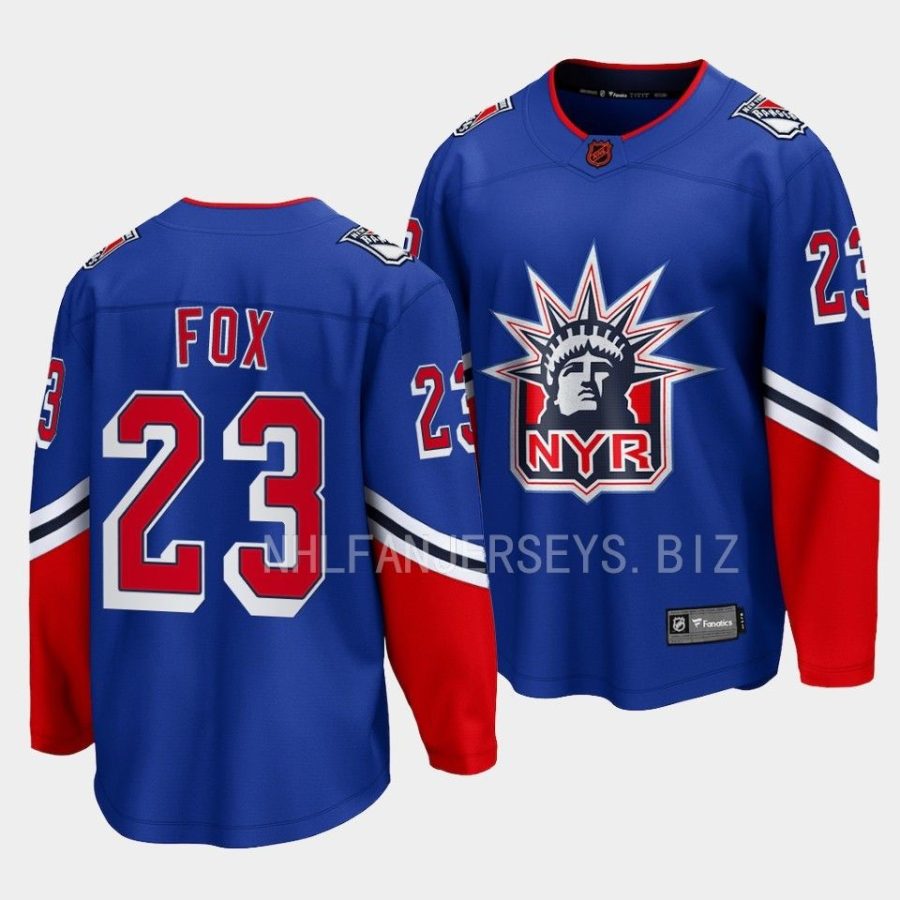 adam fox rangers blue 2022 special edition 2.0 breakaway jersey