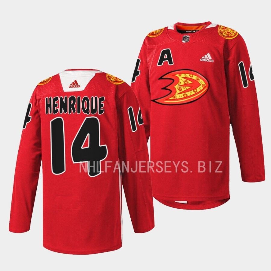 adam henrique ducks rabbit warmup 2023 lunar new year red jersey