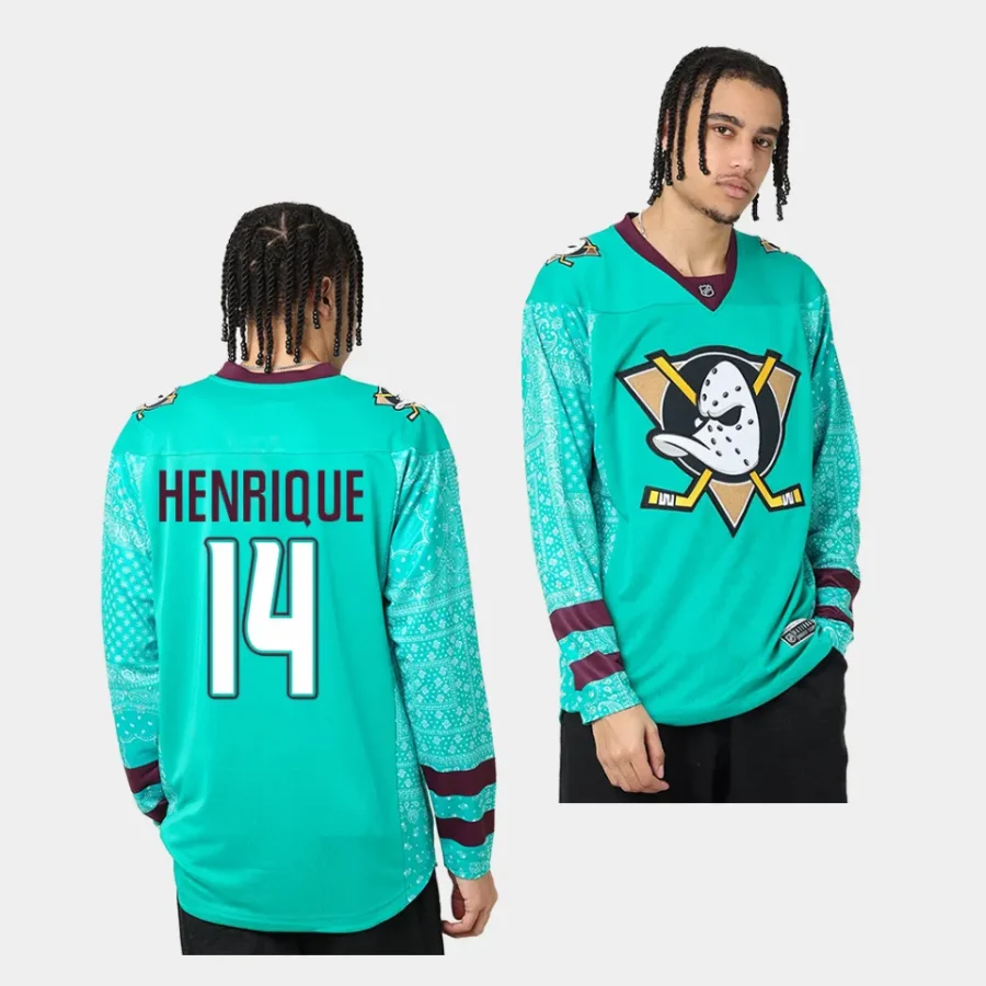 adam henrique ducks teal nhl bandana paisley jersey