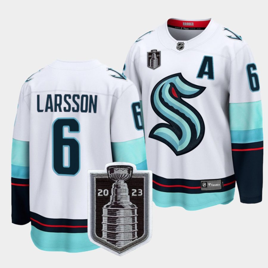 adam larsson kraken white 2023 stanley cup playoffs away jersey