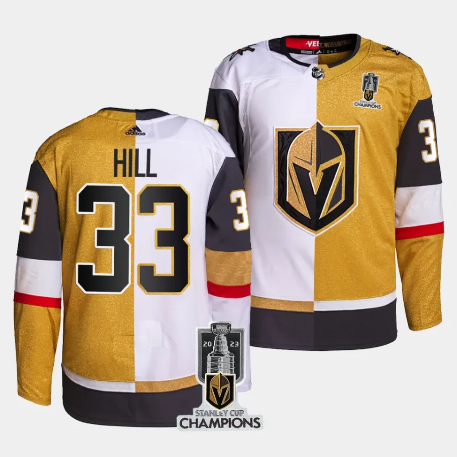 adin hill vgk white gold 2023 stanley cup champions split jersey