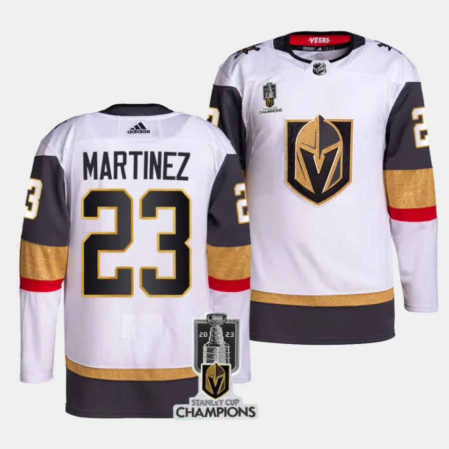 alec martinez vgk white 2023 stanley cup champions authentic away jersey