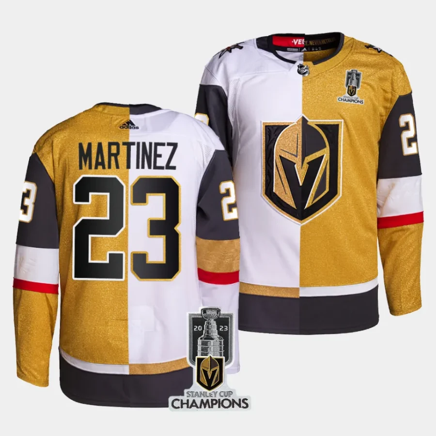 alec martinez vgk white gold 2023 stanley cup champions split jersey