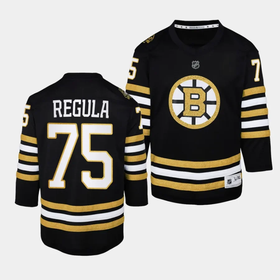 alec regula bruins 2023 24100th anniversary youth blackpremier jersey