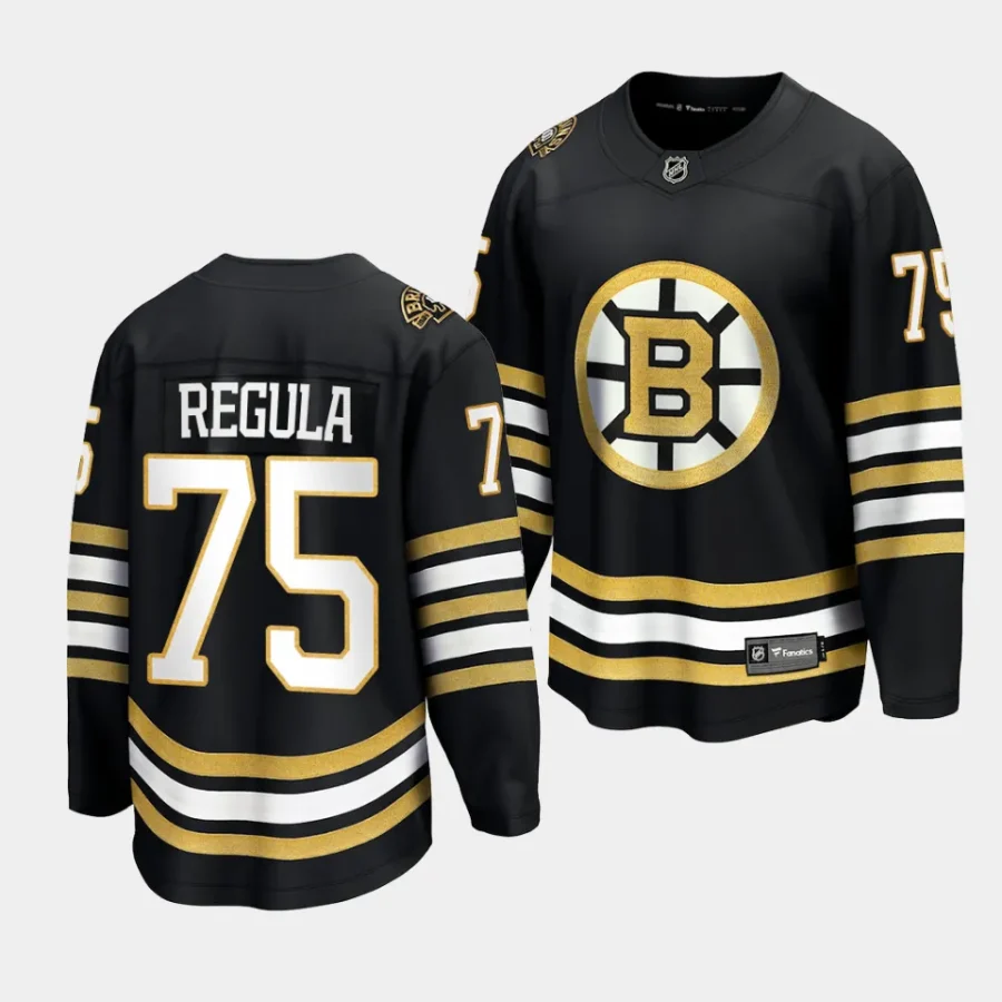 alec regula bruins black 2023 24 100th anniversary premier jersey