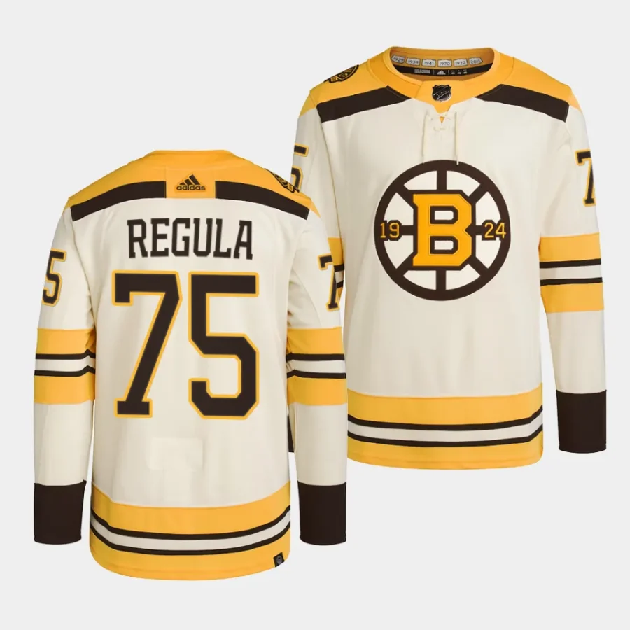 alec regula bruins cream 2023 24100th anniversary primegreen authentic playerjersey