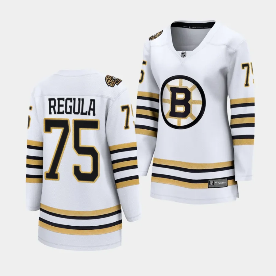 alec regula bruins white 100th anniversary women jerseys