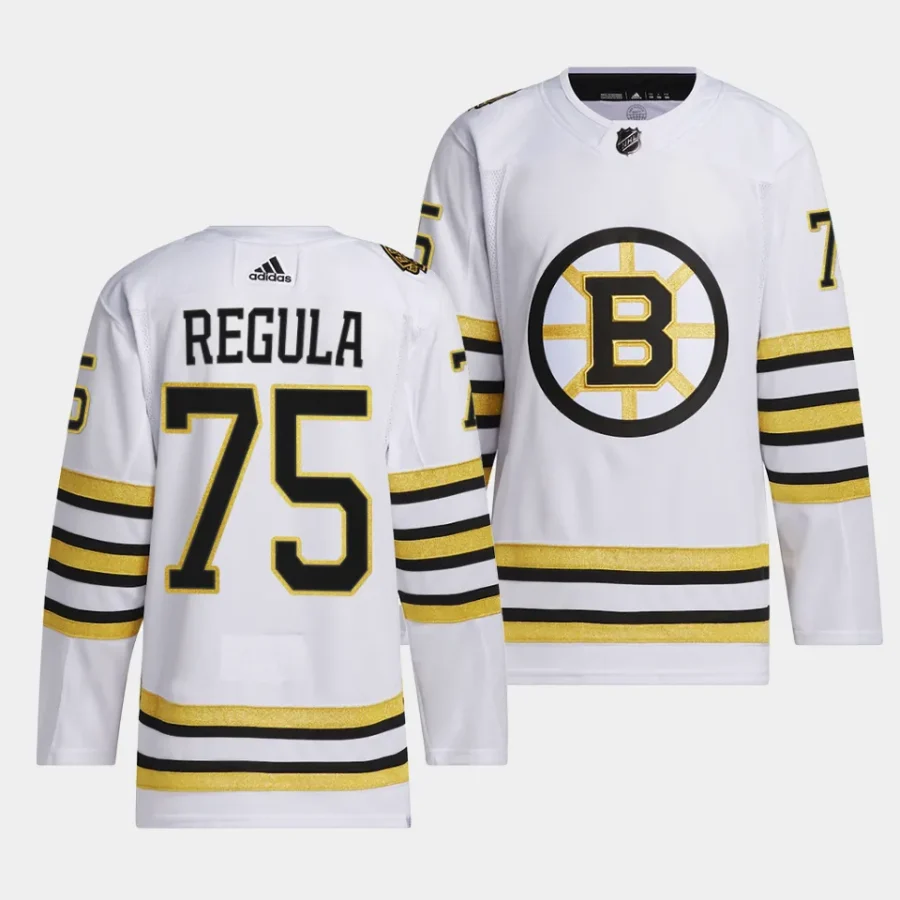 alec regula bruins white 2023 24100th anniversary primegreen authentic playerjersey