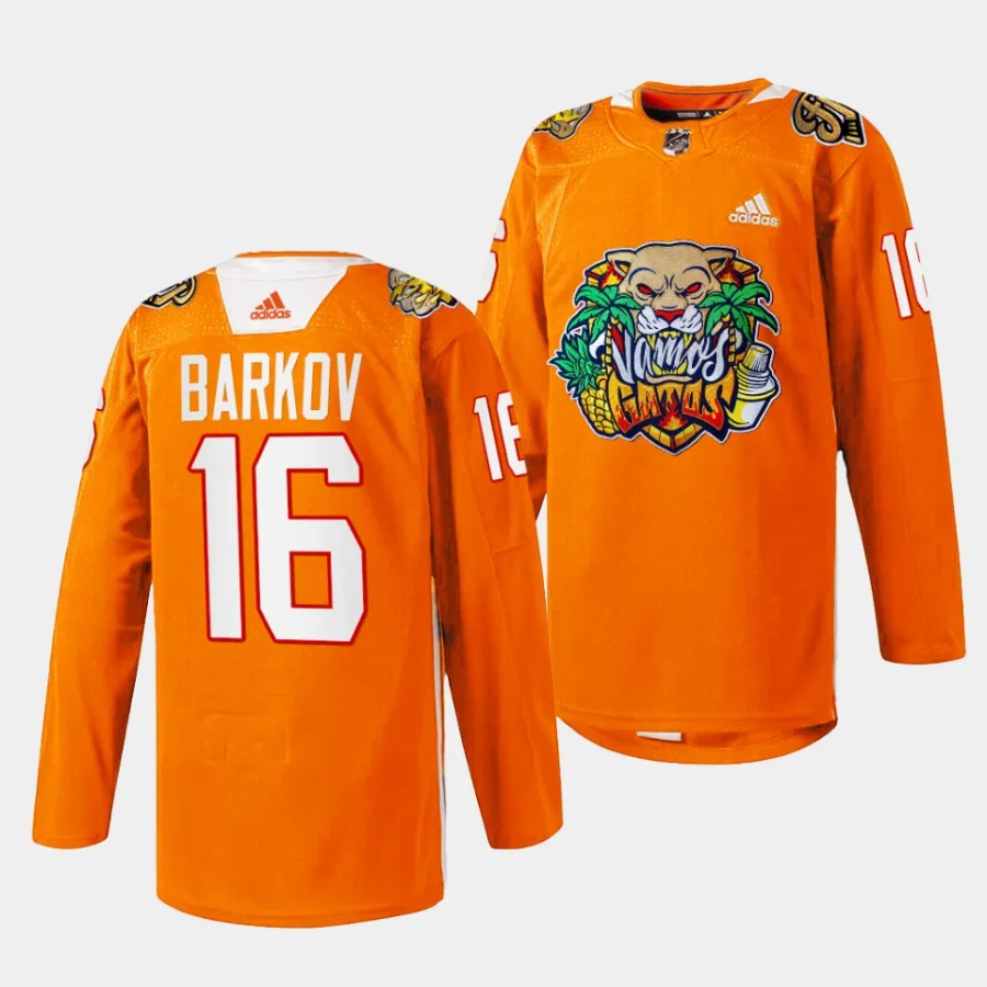 aleksander barkov panthers orange 2024 vamos gatos specialty jersey