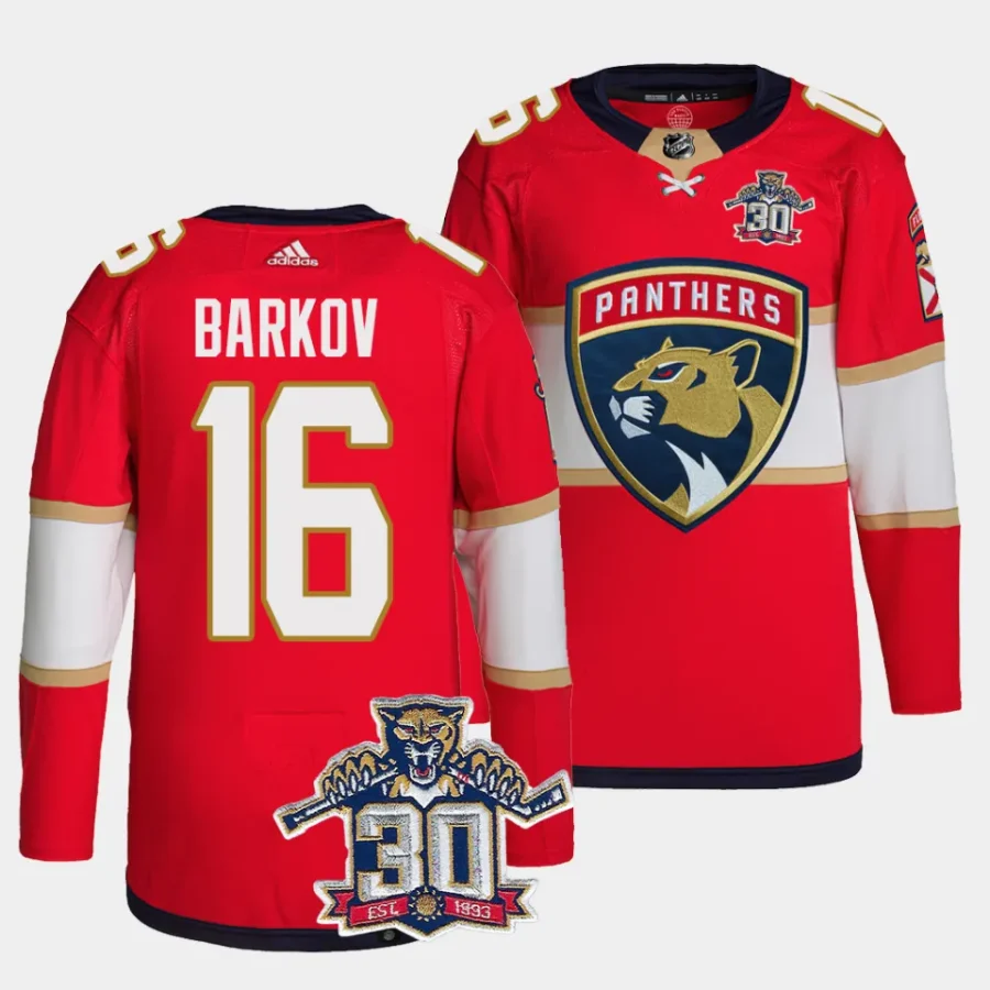 aleksander barkov panthers red 30th anniversary authentic home primegreenjersey