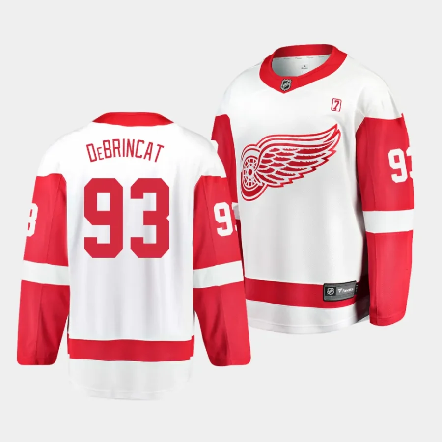 alex debrincat red wings white away breakaway player jersey