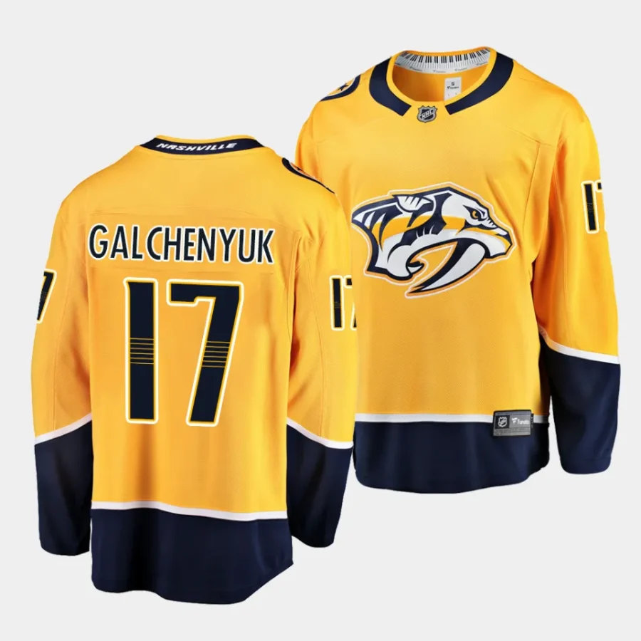 alex galchenyuk predators gold 2022 23home breakaway player jersey