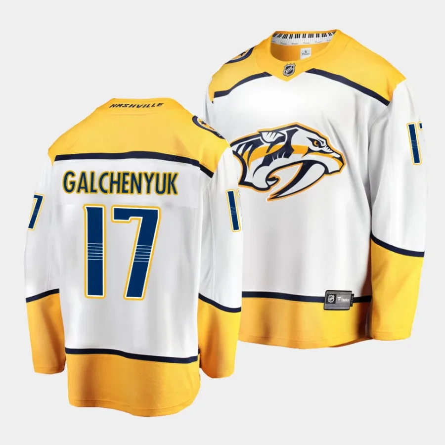 alex galchenyuk predators white 2022 23away breakaway player jersey