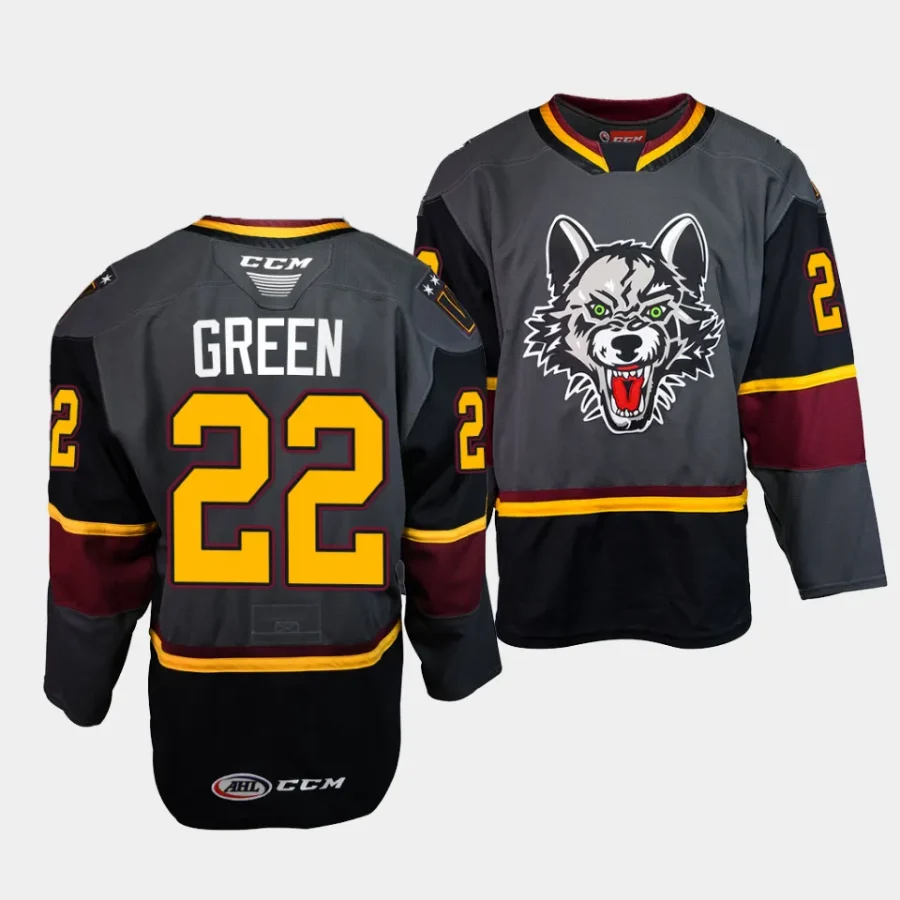 alex green chicago wolves ahl storm alternate grey 30th season jersey