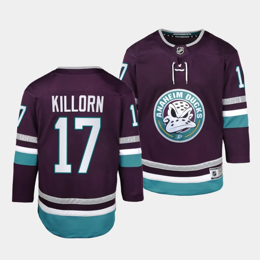 alex killorn ducks 2023 2430th anniversary youth purplereplica player jersey