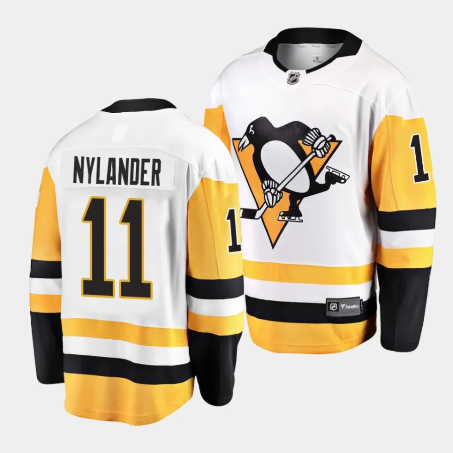 alex nylander penguins white away breakaway player jersey