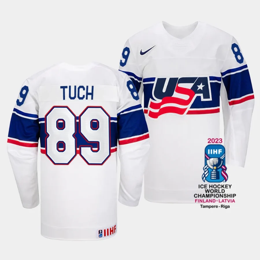 alex tuch usa 2023 iihf world championship home white jersey